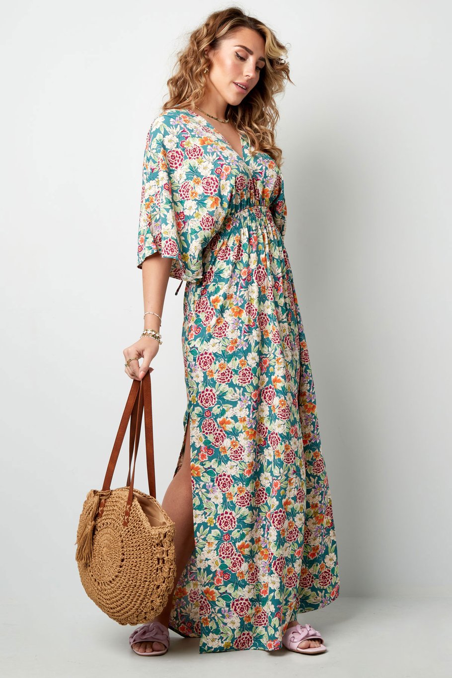 Vestido flores alegres - verde Imagen3